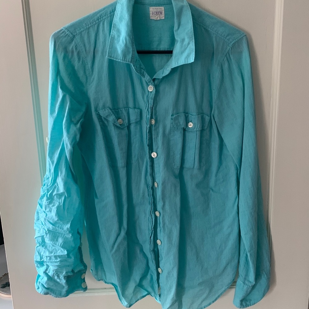 Jcrew perfect shirt in Teal